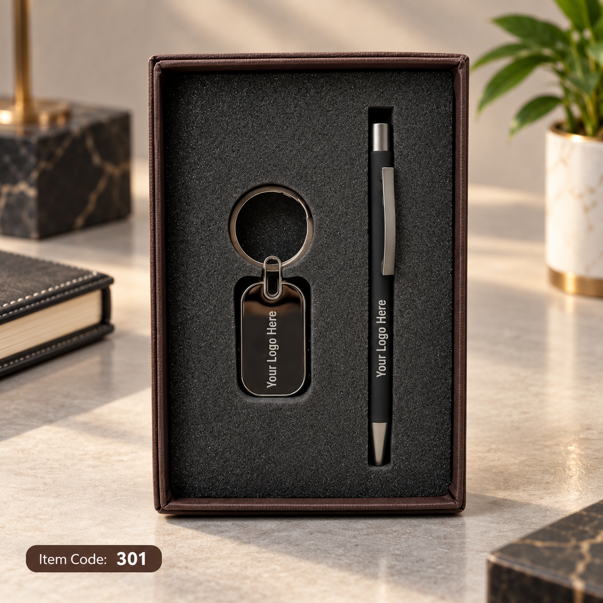 Customized 2-in-1 Corporate Gift Set - Pen + Keychain / Card Holder | MOQ 25