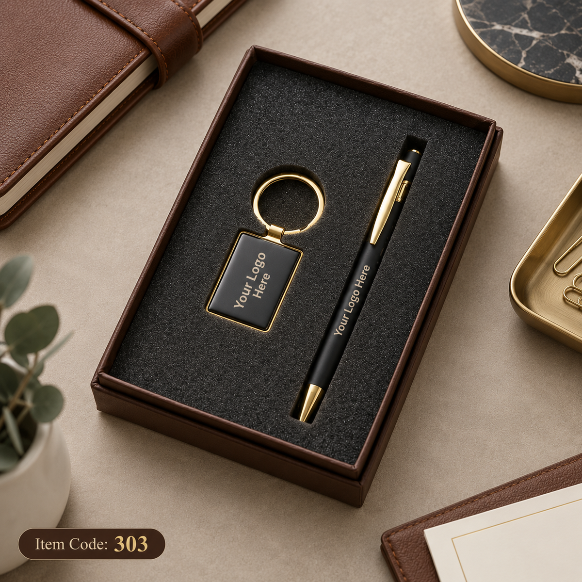 Customized 2-in-1 Corporate Gift Set - Pen + Keychain / Card Holder | MOQ 25
