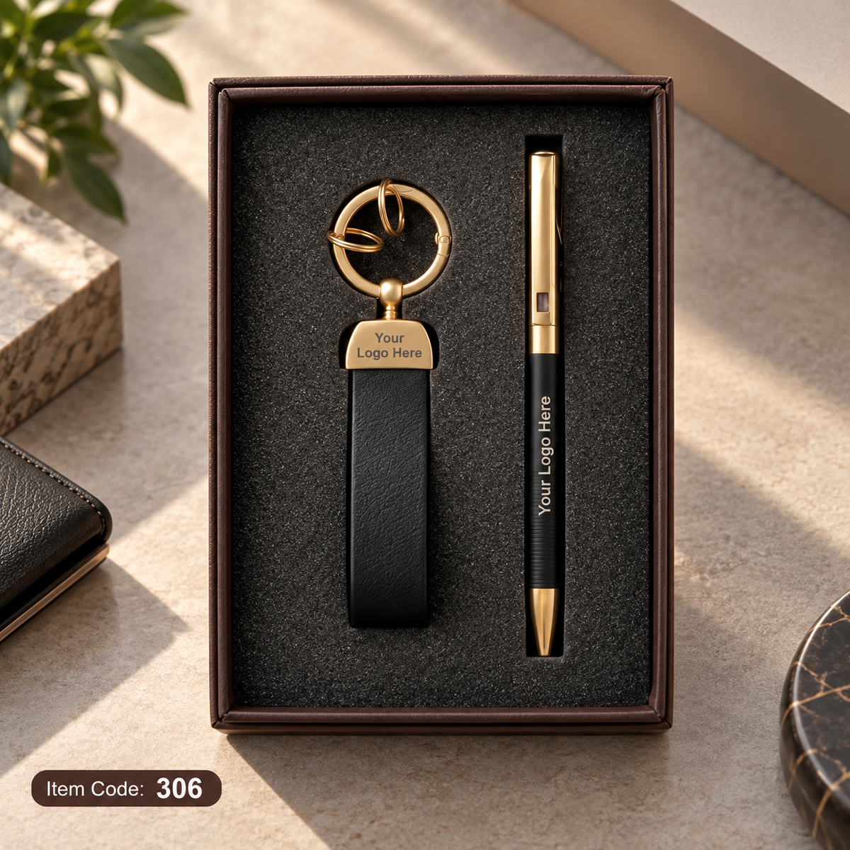 Customized 2-in-1 Corporate Gift Set - Pen + Keychain / Card Holder | MOQ 25