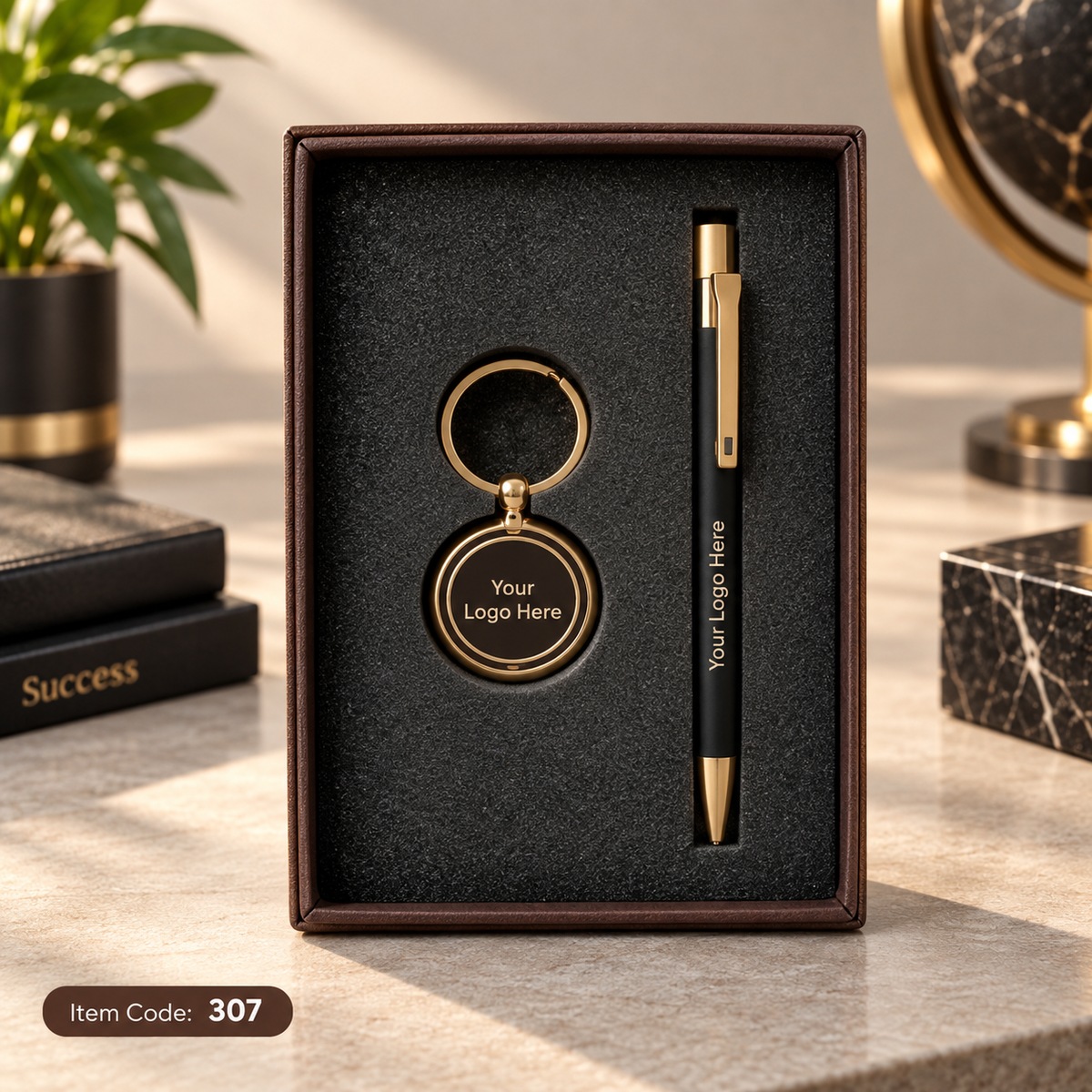 Customized 2-in-1 Corporate Gift Set - Pen + Keychain / Card Holder | MOQ 25