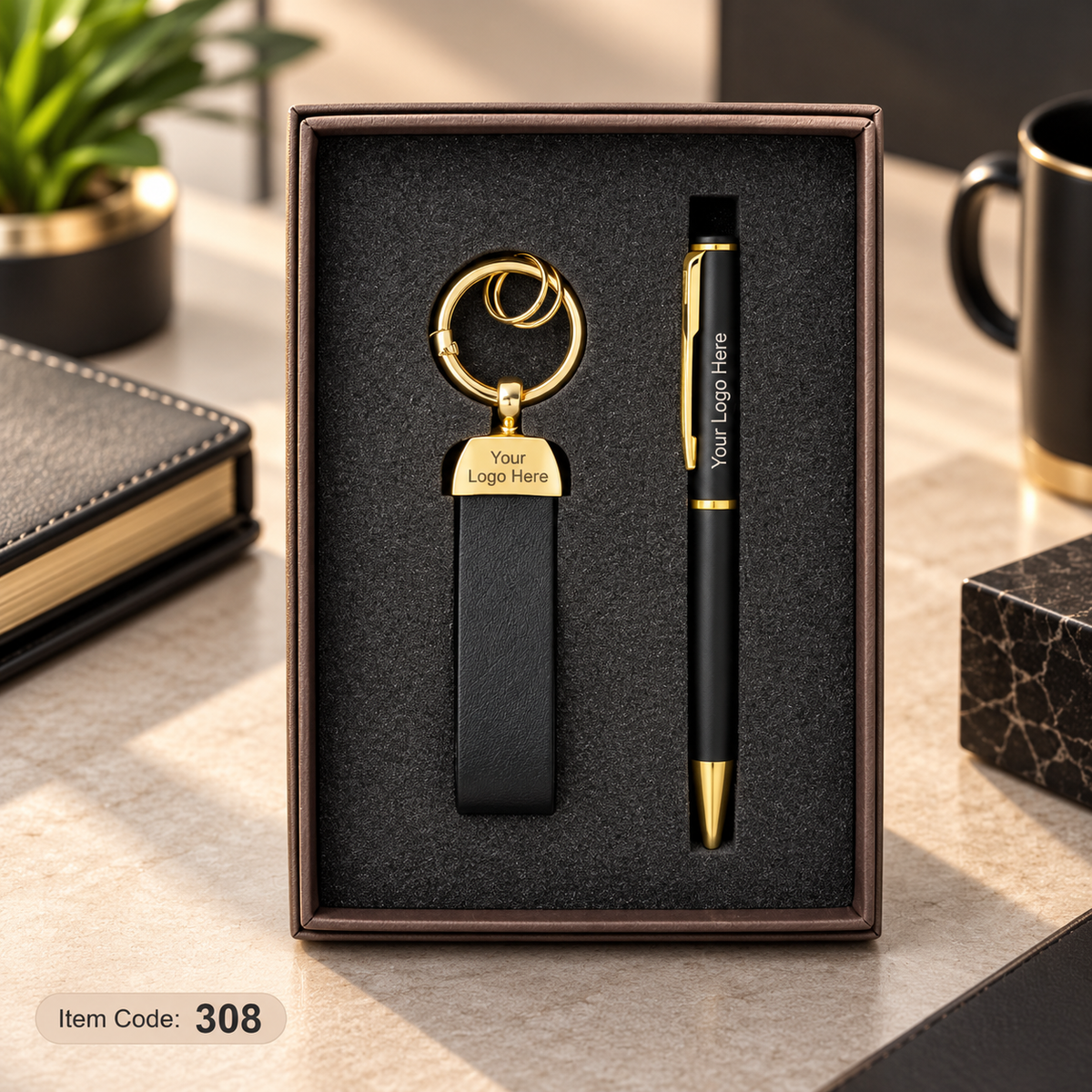 Customized 2-in-1 Corporate Gift Set - Pen + Keychain / Card Holder | MOQ 25