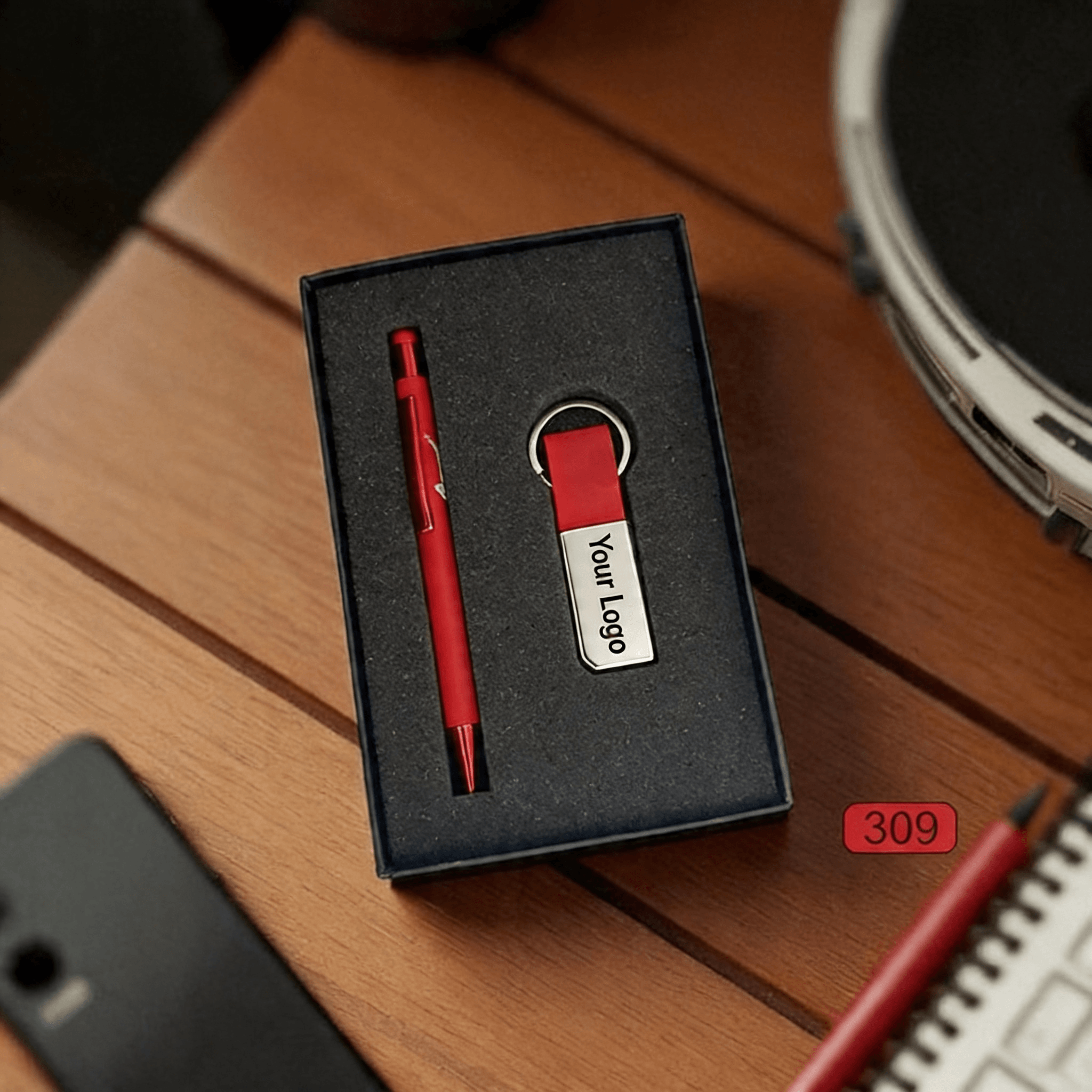 Custom 2 in 1 Corporate Gifting Set Pen and Keychain