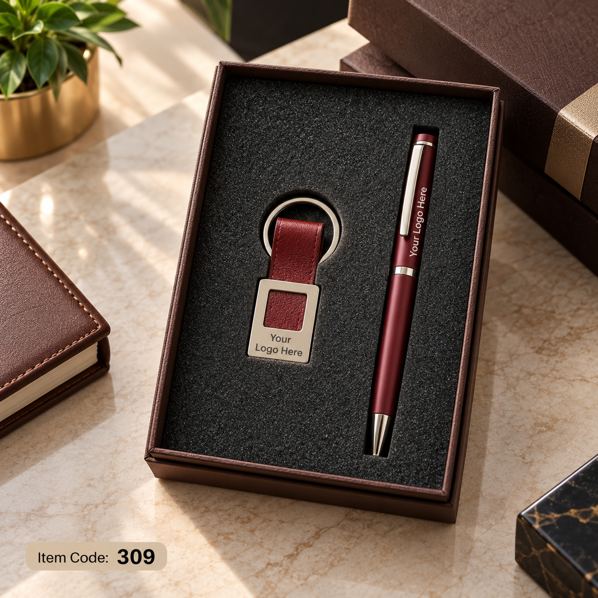 Customized 2-in-1 Corporate Gift Set - Pen + Keychain / Card Holder | MOQ 25