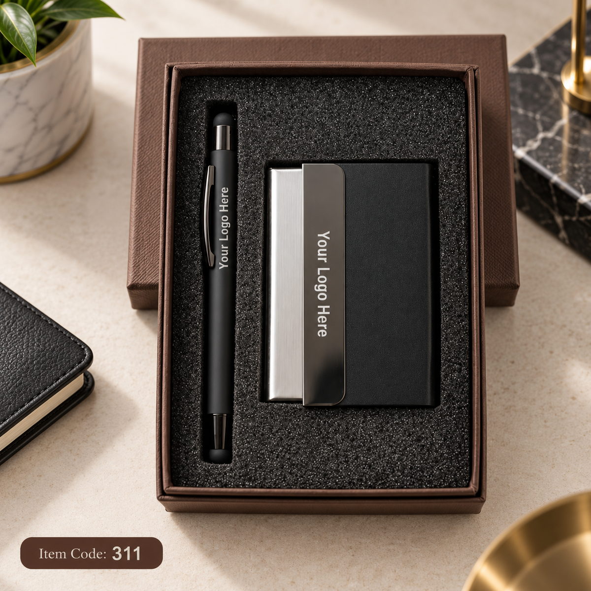 Customized 2-in-1 Corporate Gift Set - Pen + Keychain / Card Holder | MOQ 25