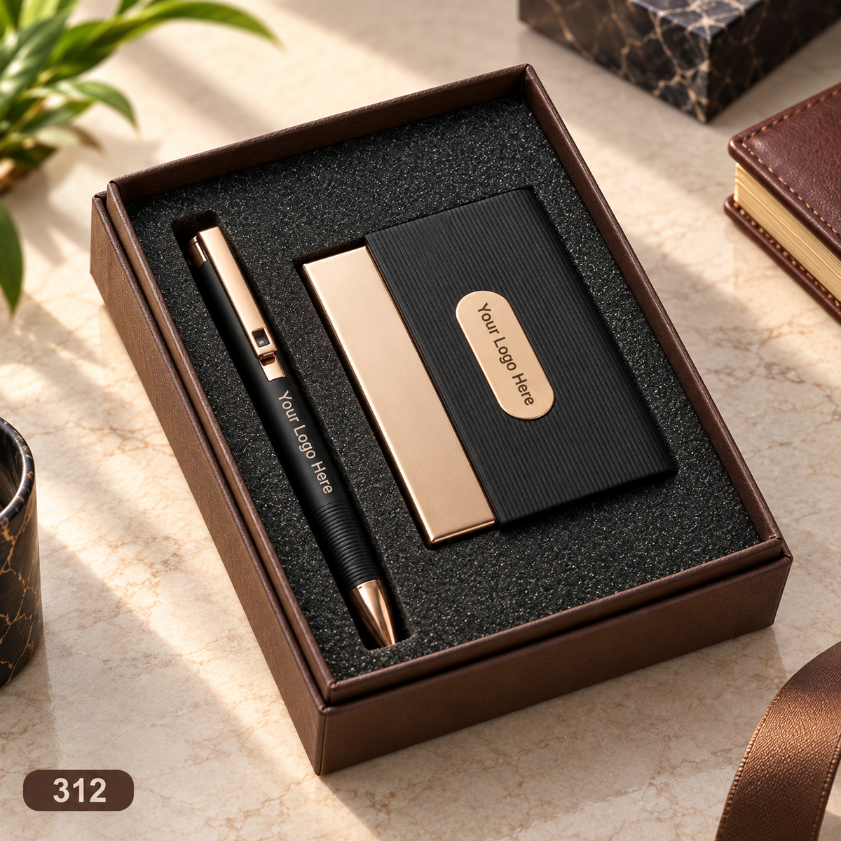 Customized 2-in-1 Corporate Gift Set - Pen + Keychain / Card Holder | MOQ 25