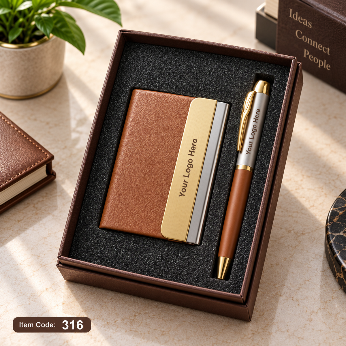 Customized 2-in-1 Corporate Gift Set - Pen + Keychain / Card Holder | MOQ 25