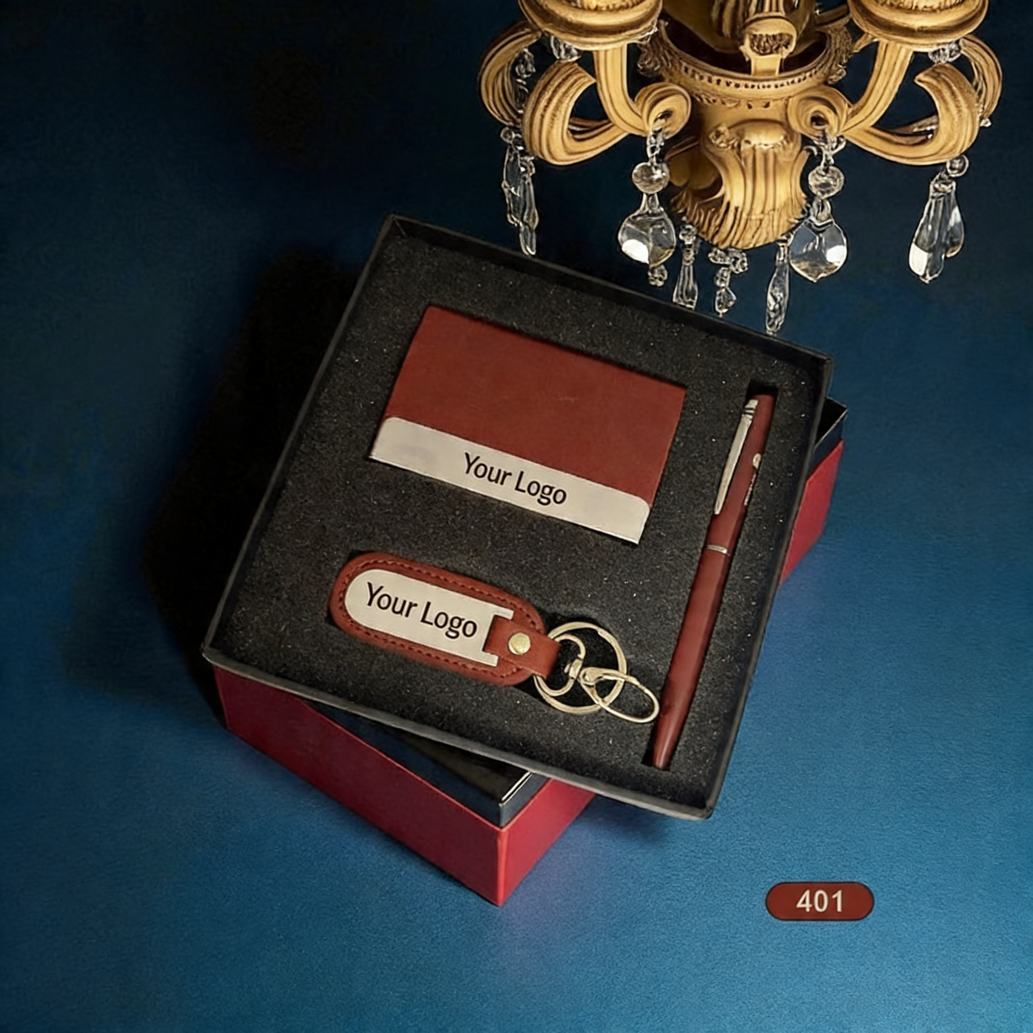 Custom 3 in 1 Corporate Gifting Set Notebook, Pen and Keychain