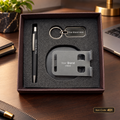 3-in-1 Corporate Gift Set – Pen, Keychain & Mobile Stand / Visiting Card Holder
