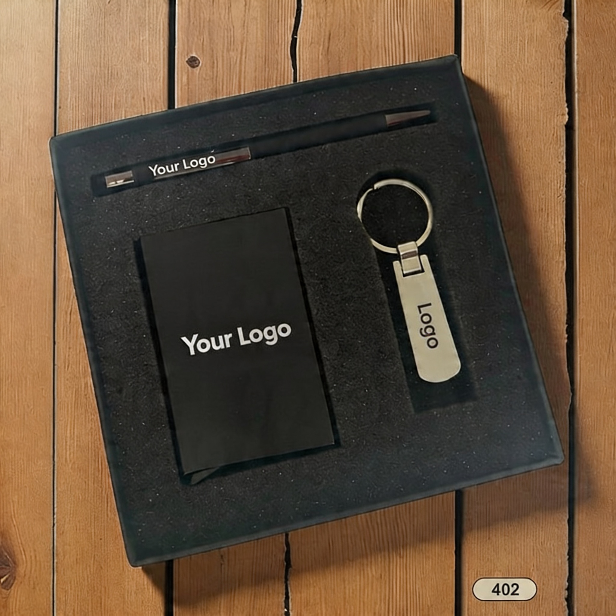 Custom 3 in 1 Corporate Gifting Set Notebook, Pen and Keychain