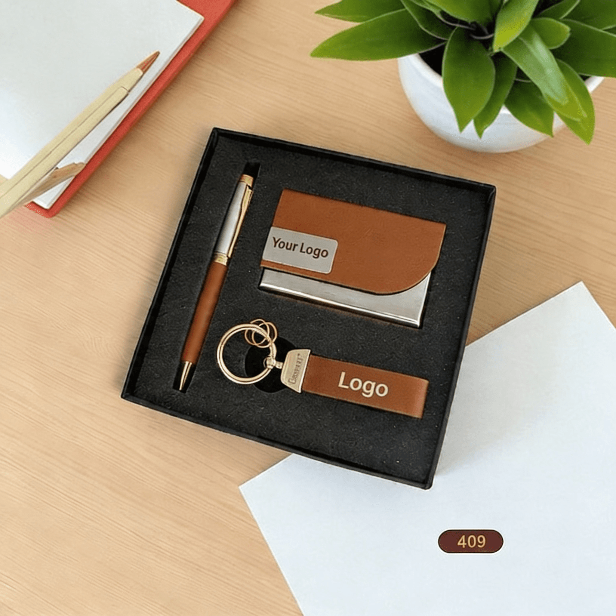 Custom 3 in 1 Corporate Gifting Set Notebook, Pen and Keychain