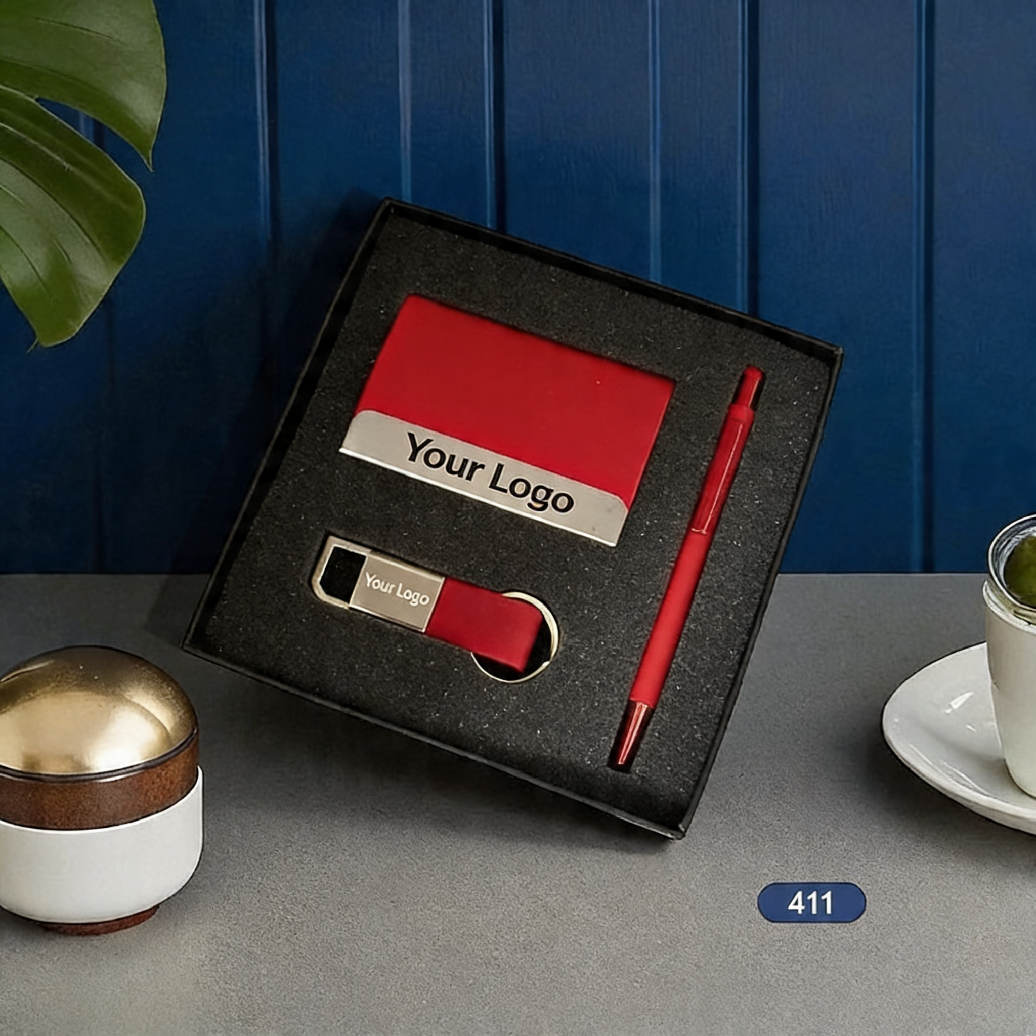 Custom 3 in 1 Corporate Gifting Set Notebook, Pen and Keychain