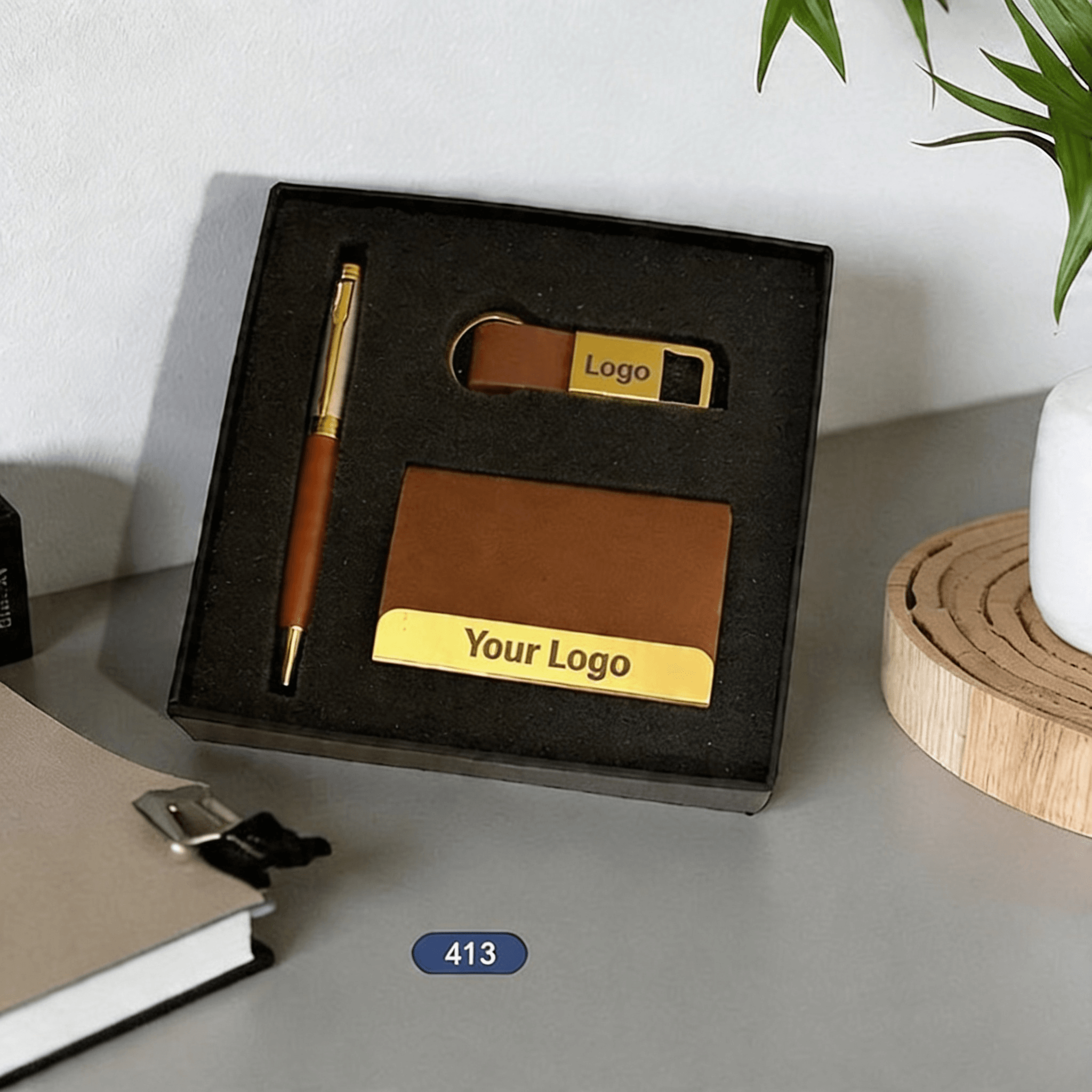 Custom 3 in 1 Corporate Gifting Set Notebook, Pen and Keychain