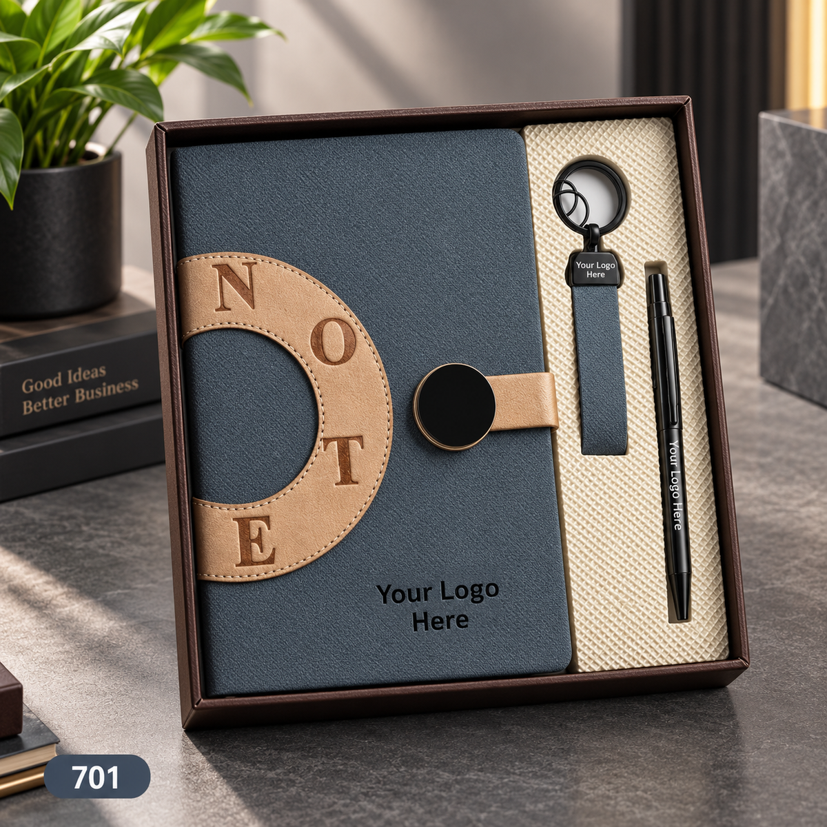 Customized 3-in-1 Notebook Gift Sets – Pen, Keychain/Card Holder | MOQ 25