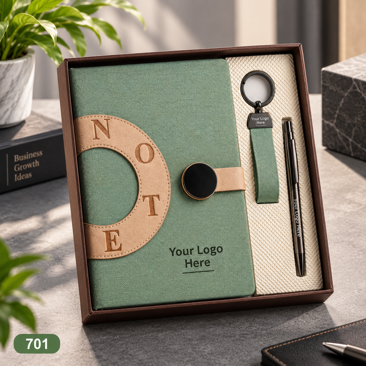 Customized 3-in-1 Notebook Gift Sets – Pen, Keychain/Card Holder | MOQ 25