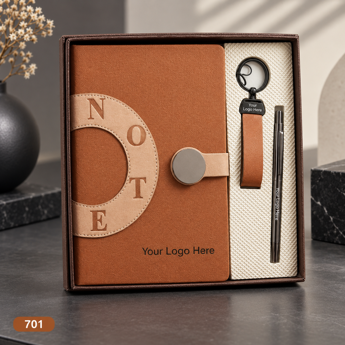 Customized 3-in-1 Notebook Gift Sets – Pen, Keychain/Card Holder | MOQ 25