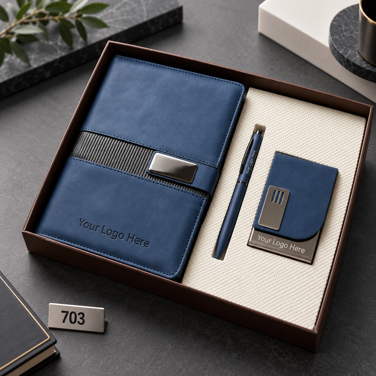 Customized 3-in-1 Notebook Gift Sets – Pen, Keychain/Card Holder | MOQ 25