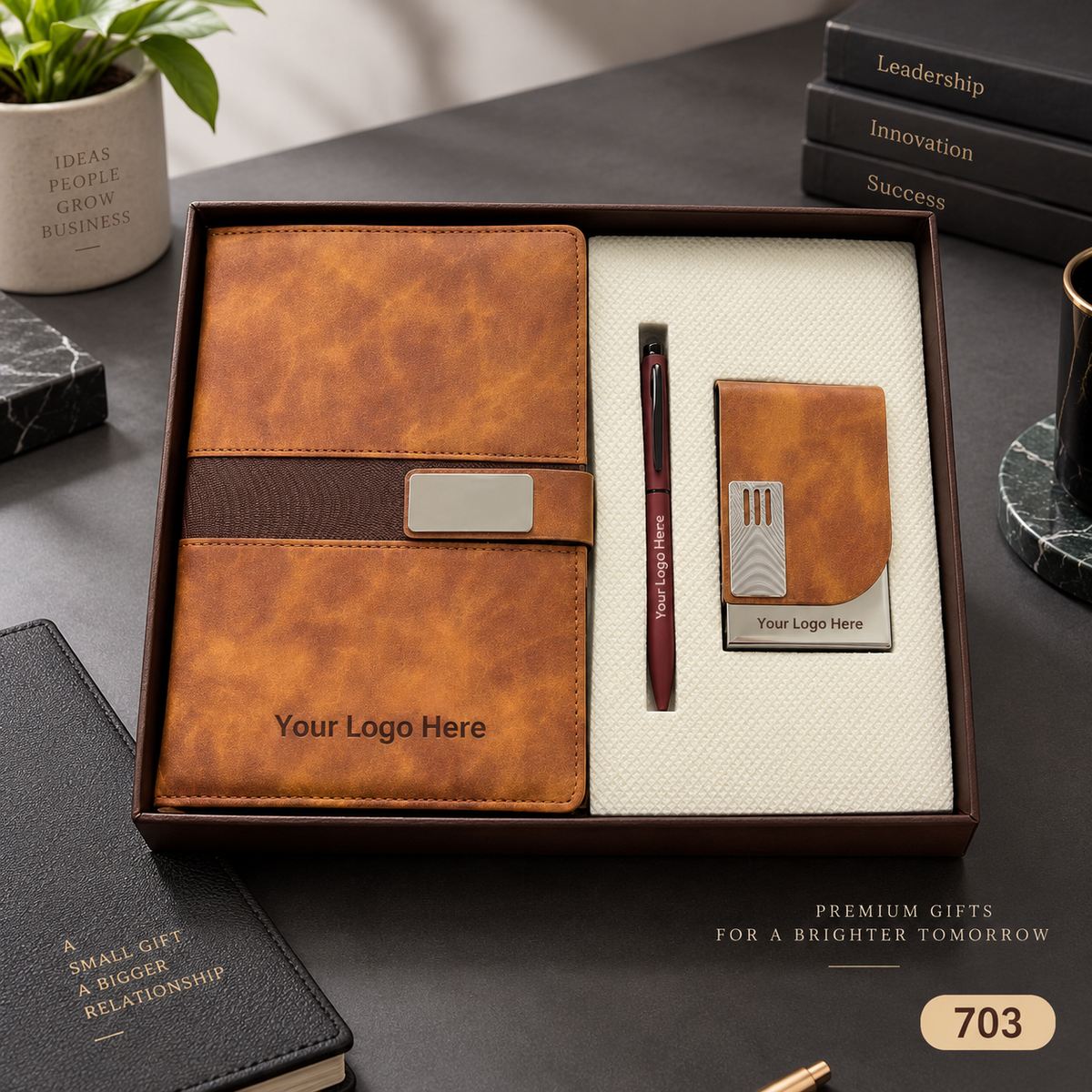 Customized 3-in-1 Notebook Gift Sets – Pen, Keychain/Card Holder | MOQ 25