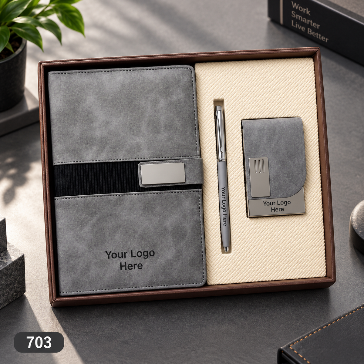 Customized 3-in-1 Notebook Gift Sets – Pen, Keychain/Card Holder | MOQ 25