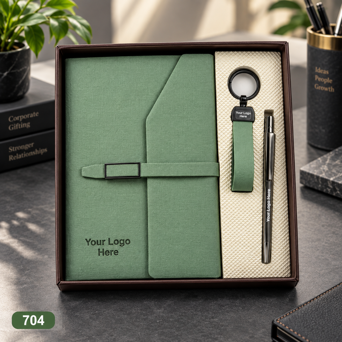 Customized 3-in-1 Notebook Gift Sets – Pen, Keychain/Card Holder | MOQ 25