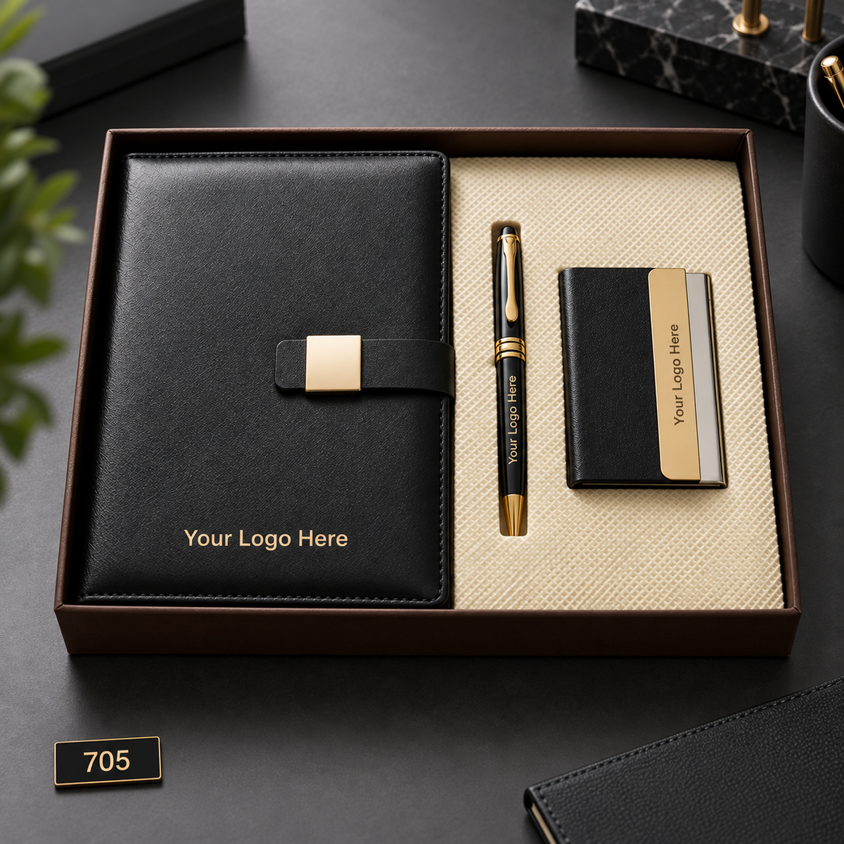 Customized 3-in-1 Notebook Gift Sets – Pen, Keychain/Card Holder | MOQ 25
