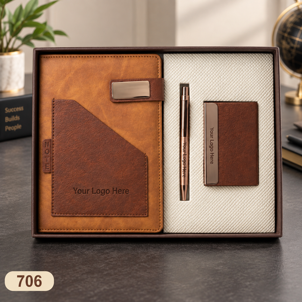 Customized 3-in-1 Notebook Gift Sets – Pen, Keychain/Card Holder | MOQ 25