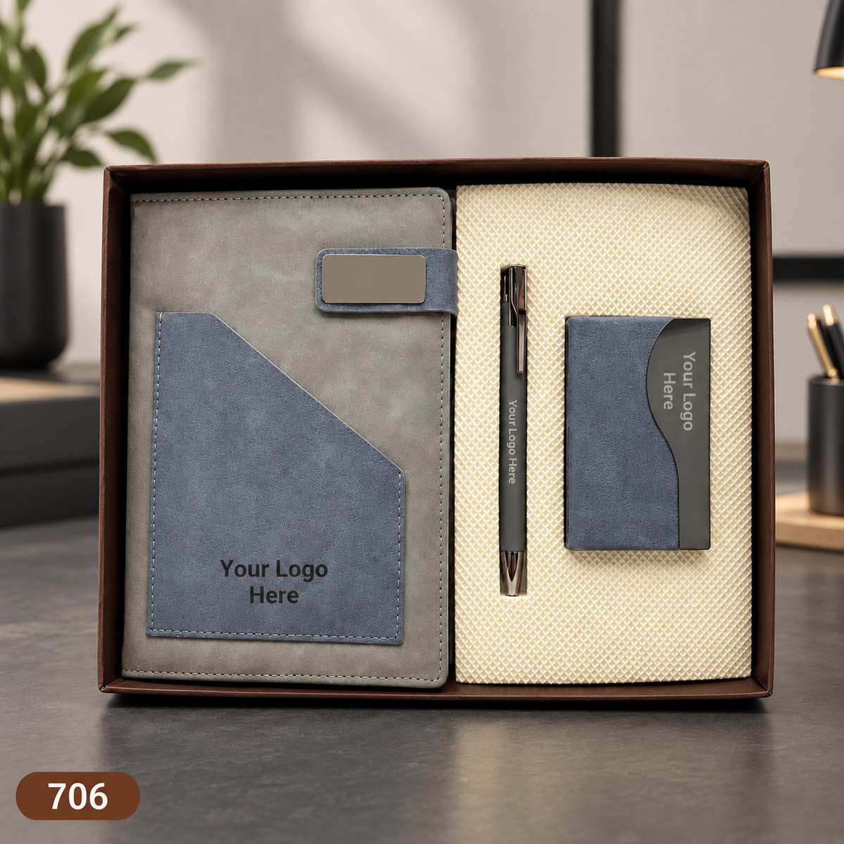 Customized 3-in-1 Notebook Gift Sets – Pen, Keychain/Card Holder | MOQ 25