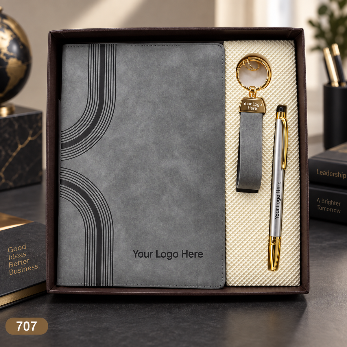 Customized 3-in-1 Notebook Gift Sets – Pen, Keychain/Card Holder | MOQ 25