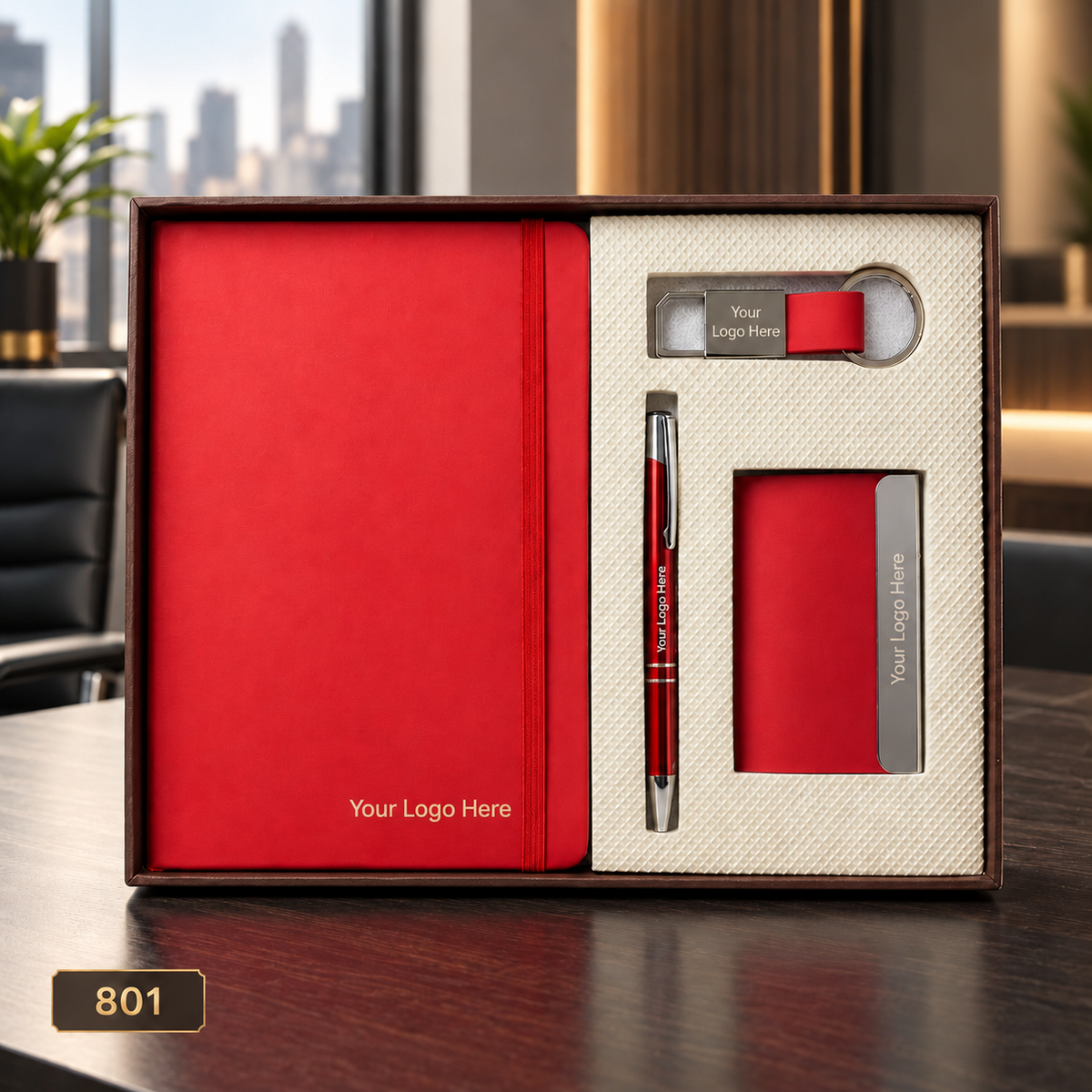 Customized 4-in-1 Notebook Gift Sets with Pen, Keychain & Visiting Card Holder | MOQ 25