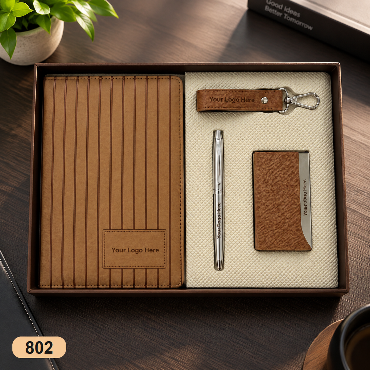 Customized 4-in-1 Notebook Gift Sets with Pen, Keychain & Visiting Card Holder | MOQ 25