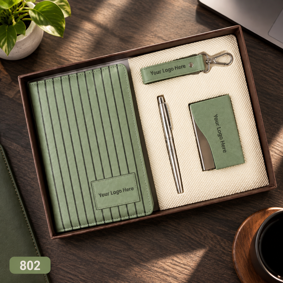 Customized 4-in-1 Notebook Gift Sets with Pen, Keychain & Visiting Card Holder | MOQ 25
