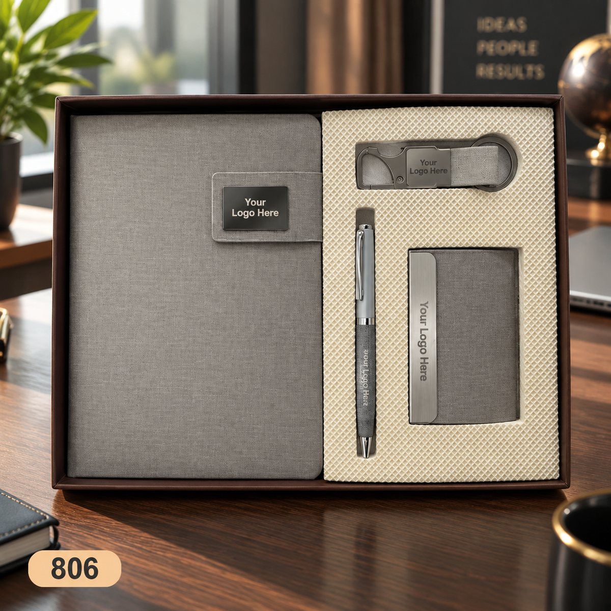 Customized 4-in-1 Notebook Gift Sets with Pen, Keychain & Visiting Card Holder | MOQ 25