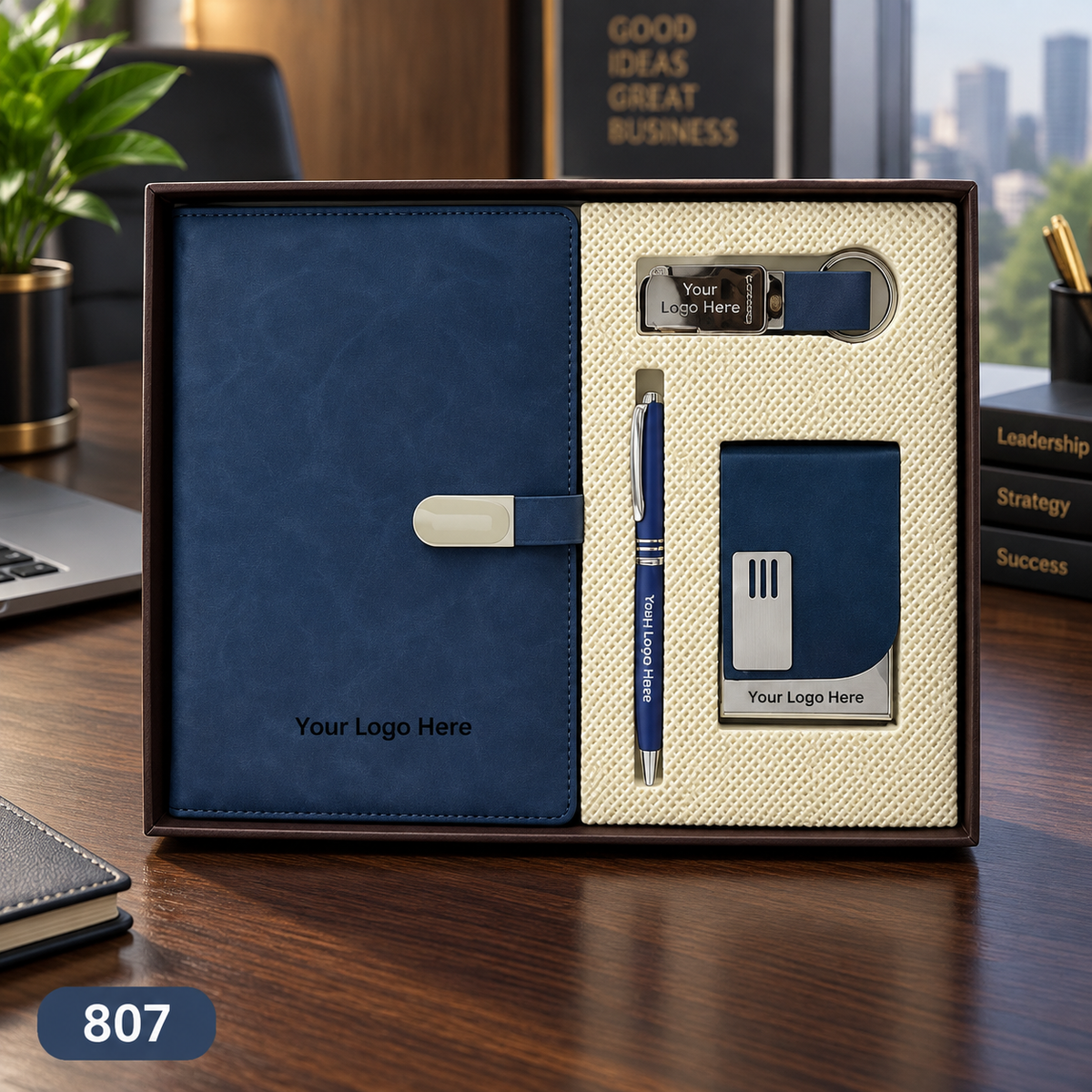 Customized 4-in-1 Notebook Gift Sets with Pen, Keychain & Visiting Card Holder | MOQ 25