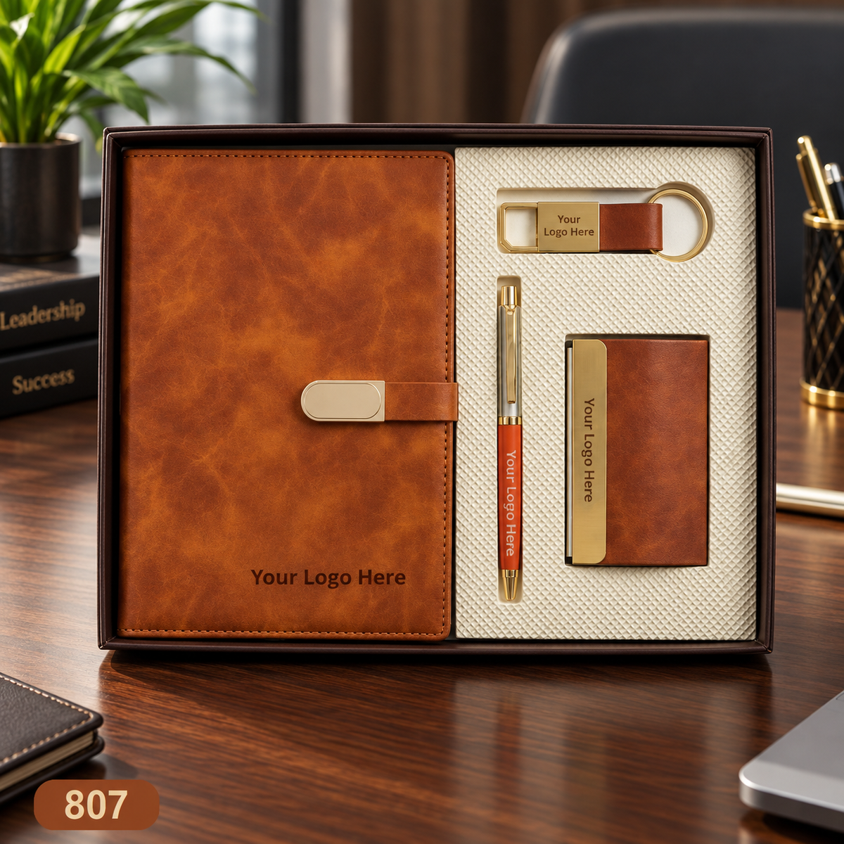 Customized 4-in-1 Notebook Gift Sets with Pen, Keychain & Visiting Card Holder | MOQ 25