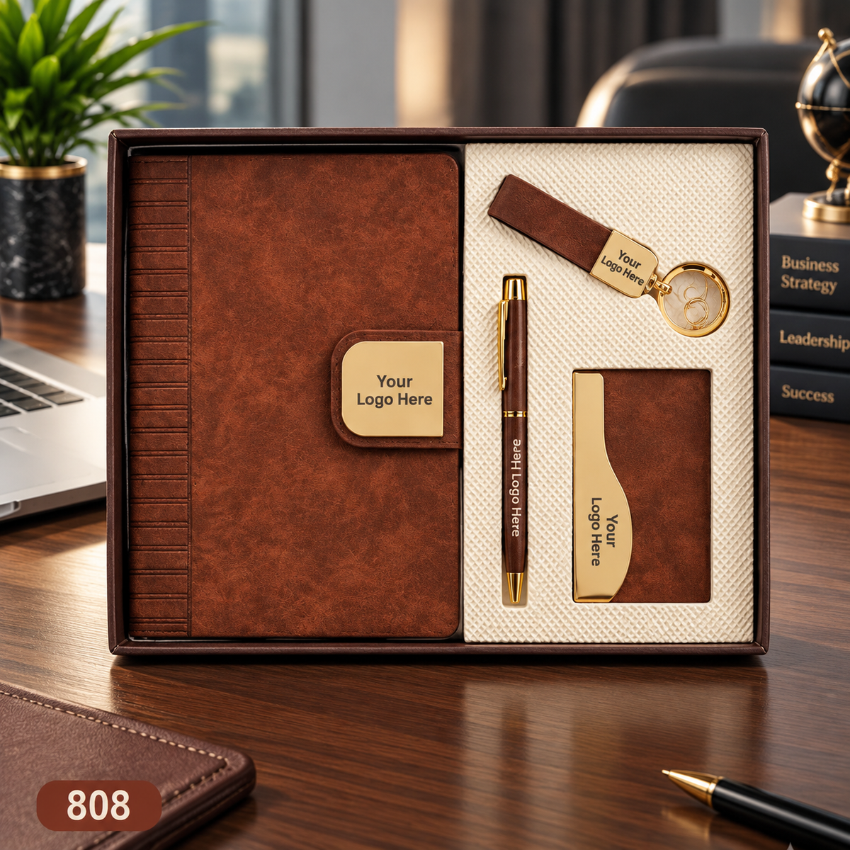 Customized 4-in-1 Notebook Gift Sets with Pen, Keychain & Visiting Card Holder | MOQ 25