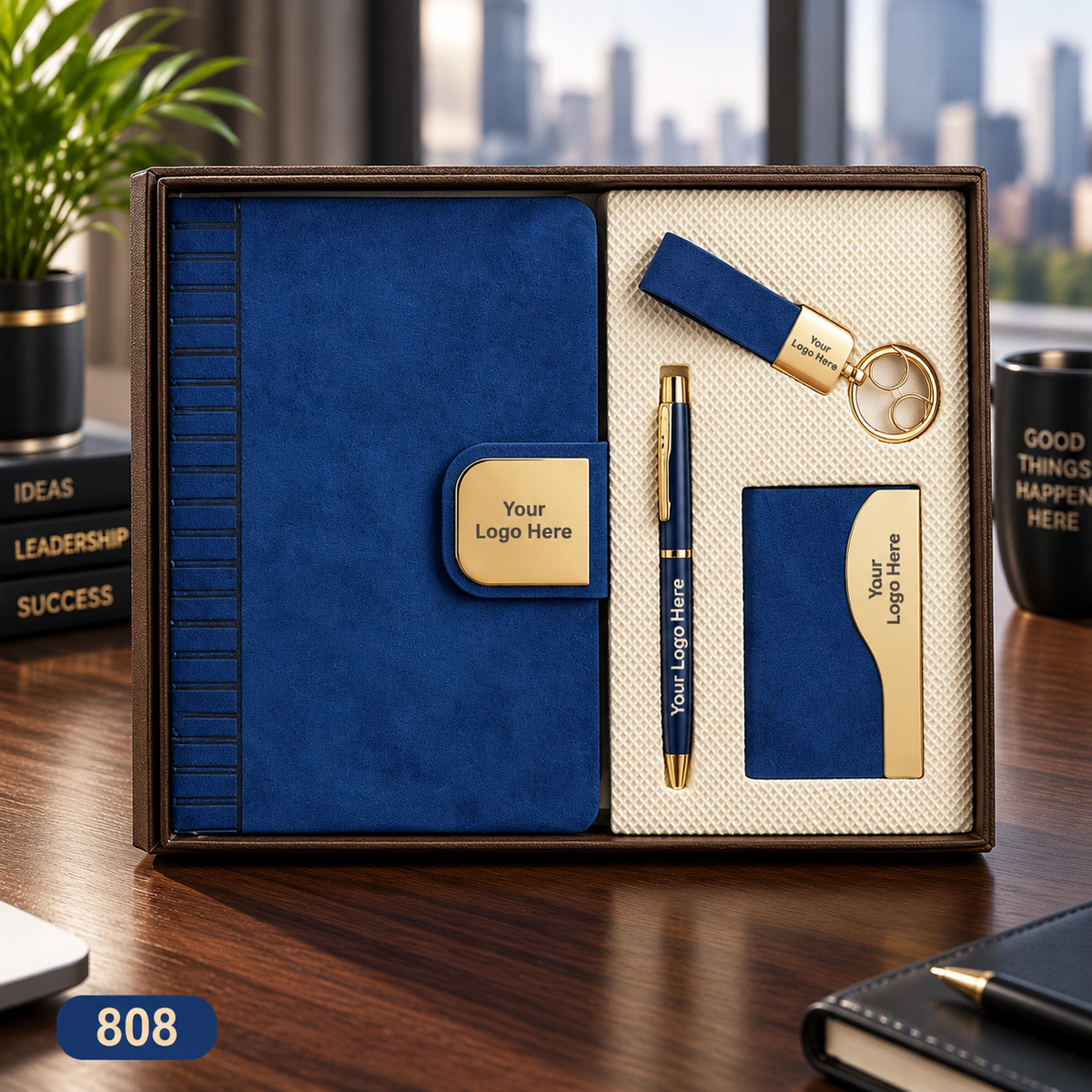 Customized 4-in-1 Notebook Gift Sets with Pen, Keychain & Visiting Card Holder | MOQ 25