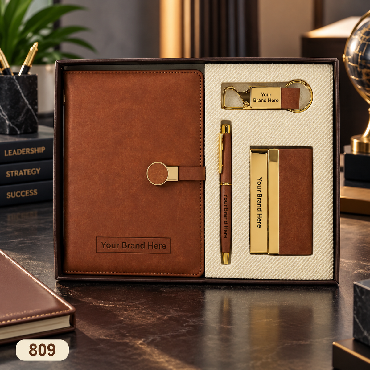 Customized 4-in-1 Notebook Gift Sets with Pen, Keychain & Visiting Card Holder | MOQ 25