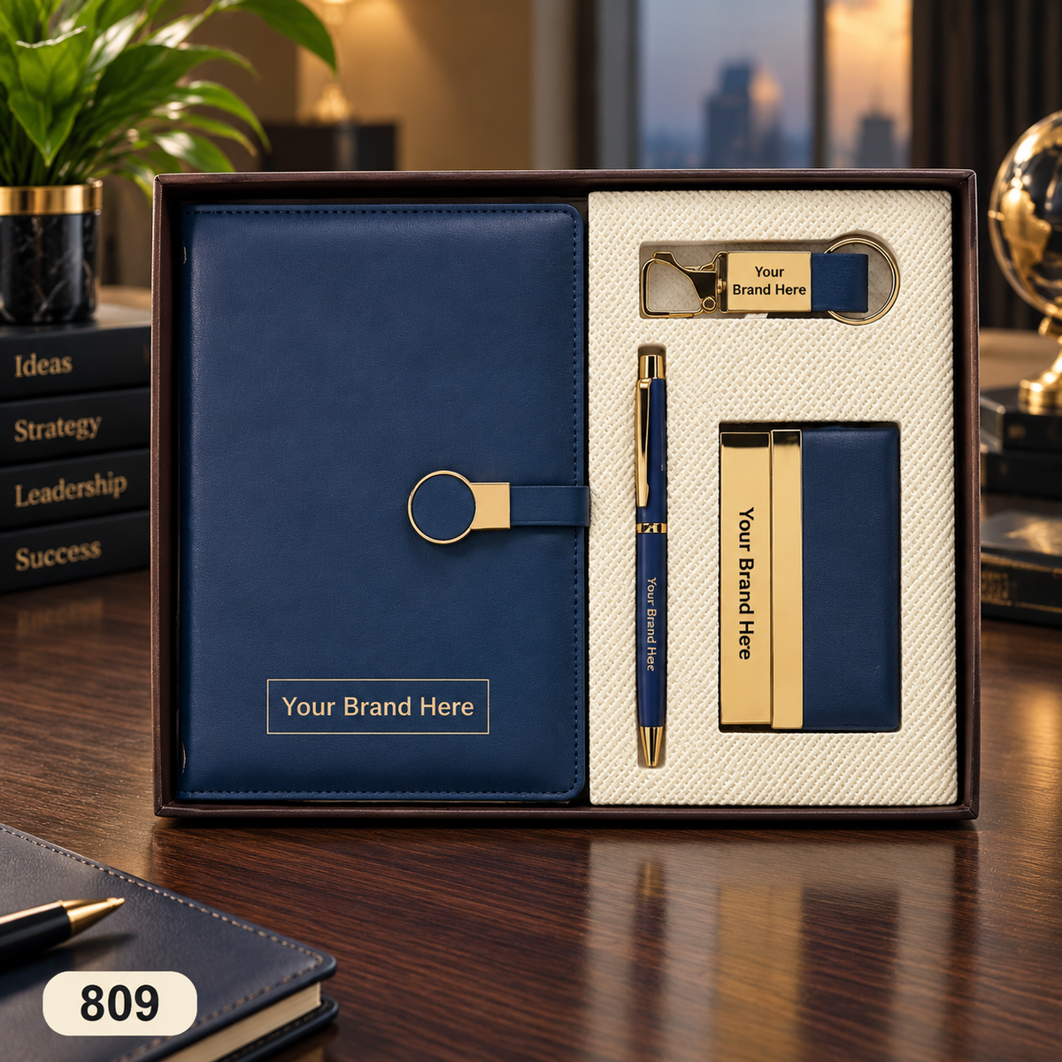 Customized 4-in-1 Notebook Gift Sets with Pen, Keychain & Visiting Card Holder | MOQ 25