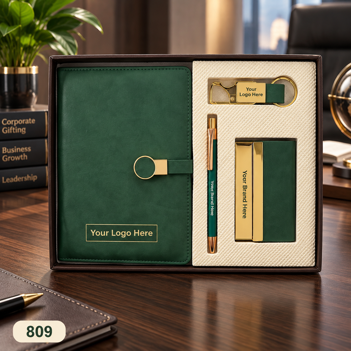 Customized 4-in-1 Notebook Gift Sets with Pen, Keychain & Visiting Card Holder | MOQ 25