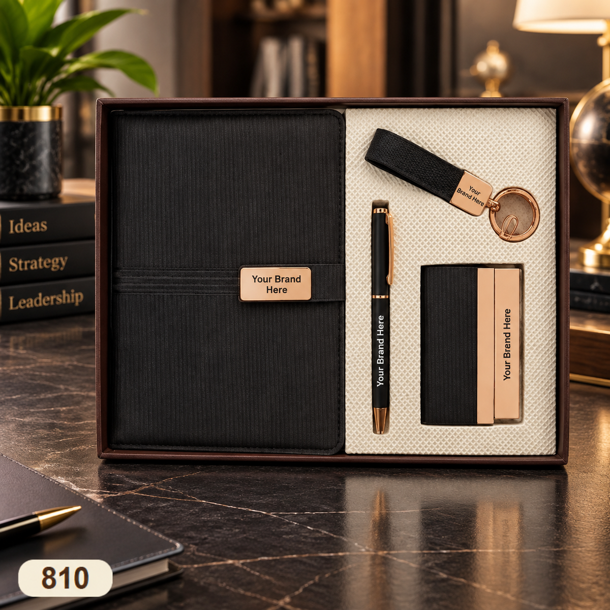 Customized 4-in-1 Notebook Gift Sets with Pen, Keychain & Visiting Card Holder | MOQ 25