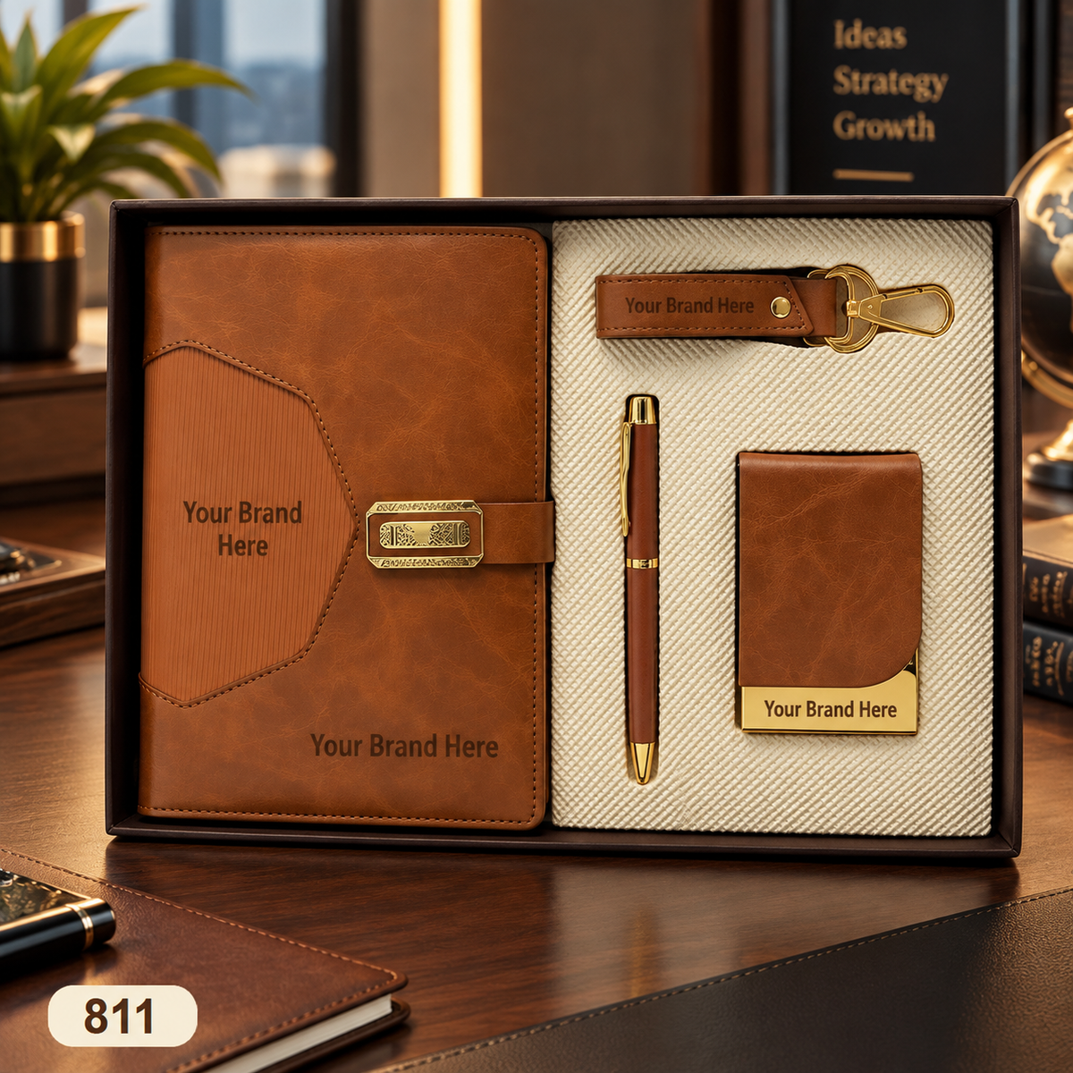 Customized 4-in-1 Notebook Gift Sets with Pen, Keychain & Visiting Card Holder | MOQ 25