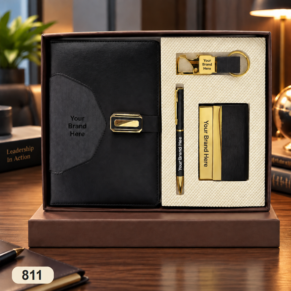 Customized 4-in-1 Notebook Gift Sets with Pen, Keychain & Visiting Card Holder | MOQ 25