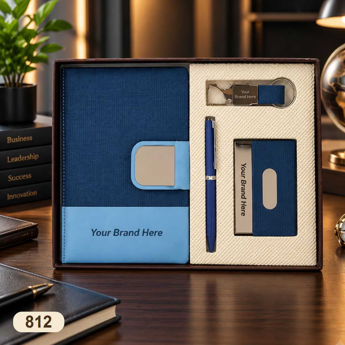 Customized 4-in-1 Notebook Gift Sets with Pen, Keychain & Visiting Card Holder | MOQ 25