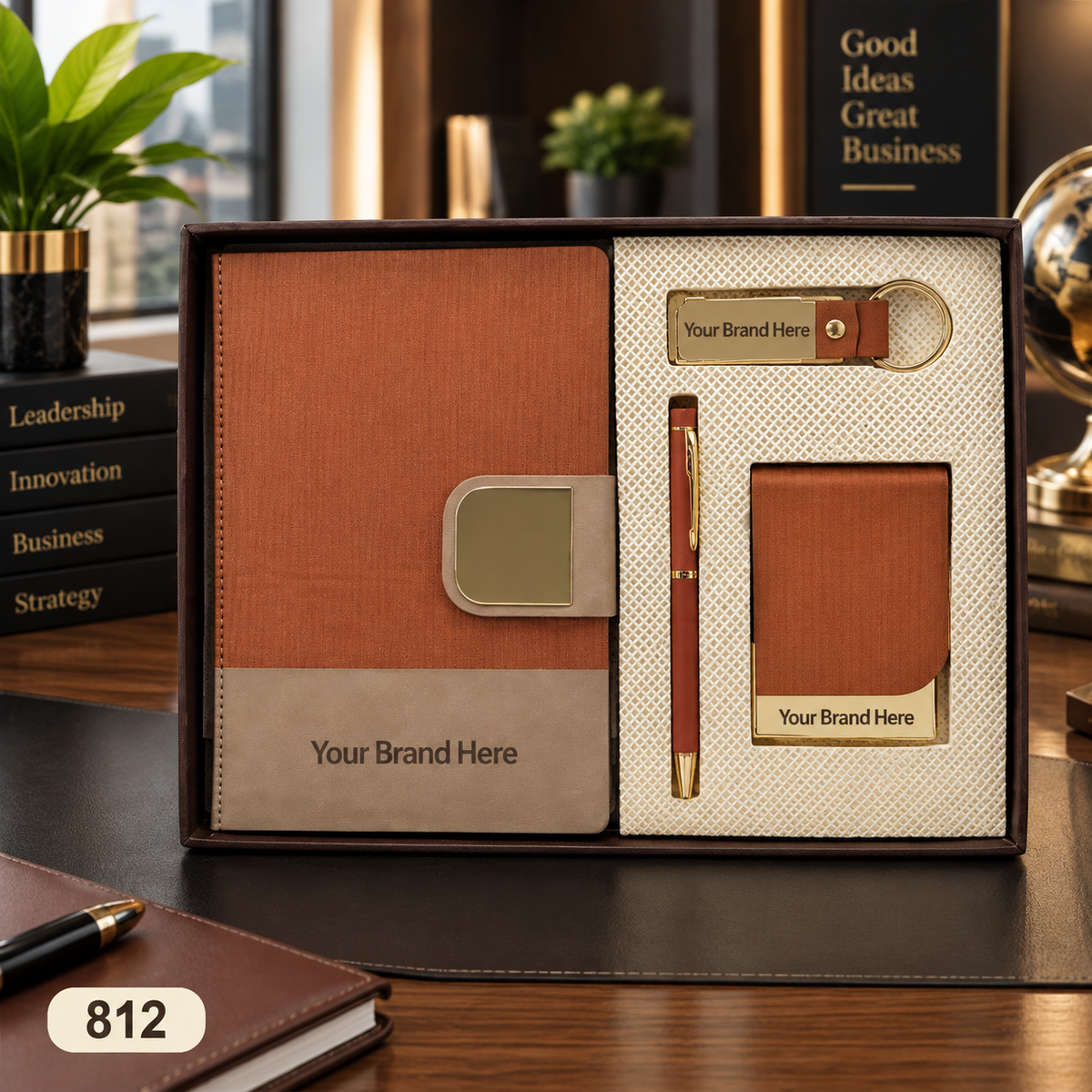 Customized 4-in-1 Notebook Gift Sets with Pen, Keychain & Visiting Card Holder | MOQ 25