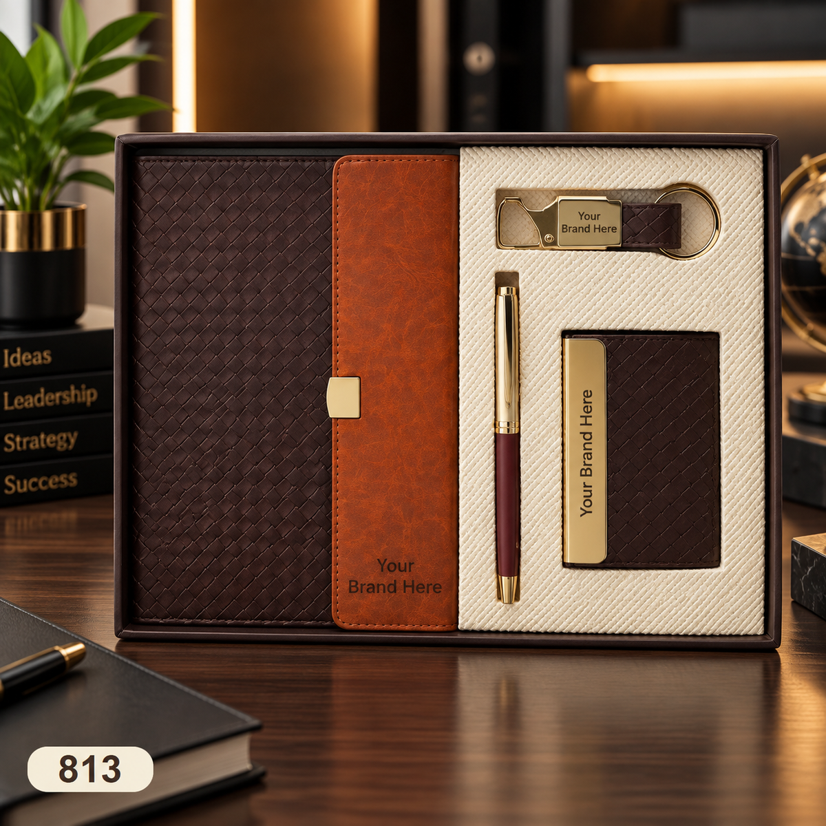 Customized 4-in-1 Notebook Gift Sets with Pen, Keychain & Visiting Card Holder | MOQ 25