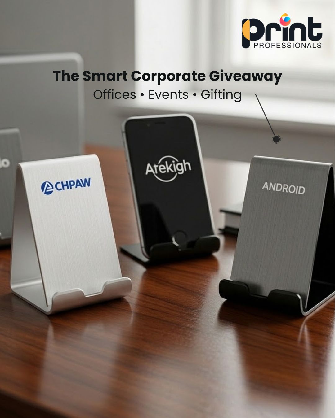 Premium Customized Metal Mobile Stand with Your Company Logo for Corporate Gifting
