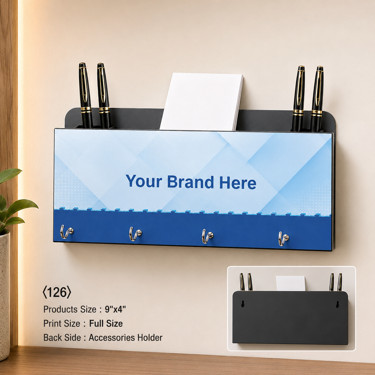Custom Printed MDF Key Hanger with Logo – Wall-Mounted Promotional Gift