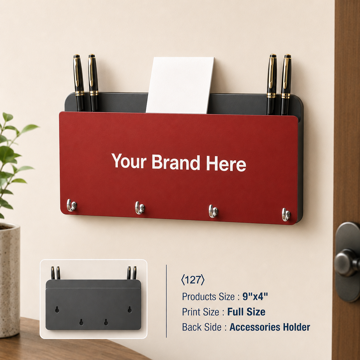 Custom Printed MDF Key Hanger with Logo – Wall-Mounted Promotional Gift