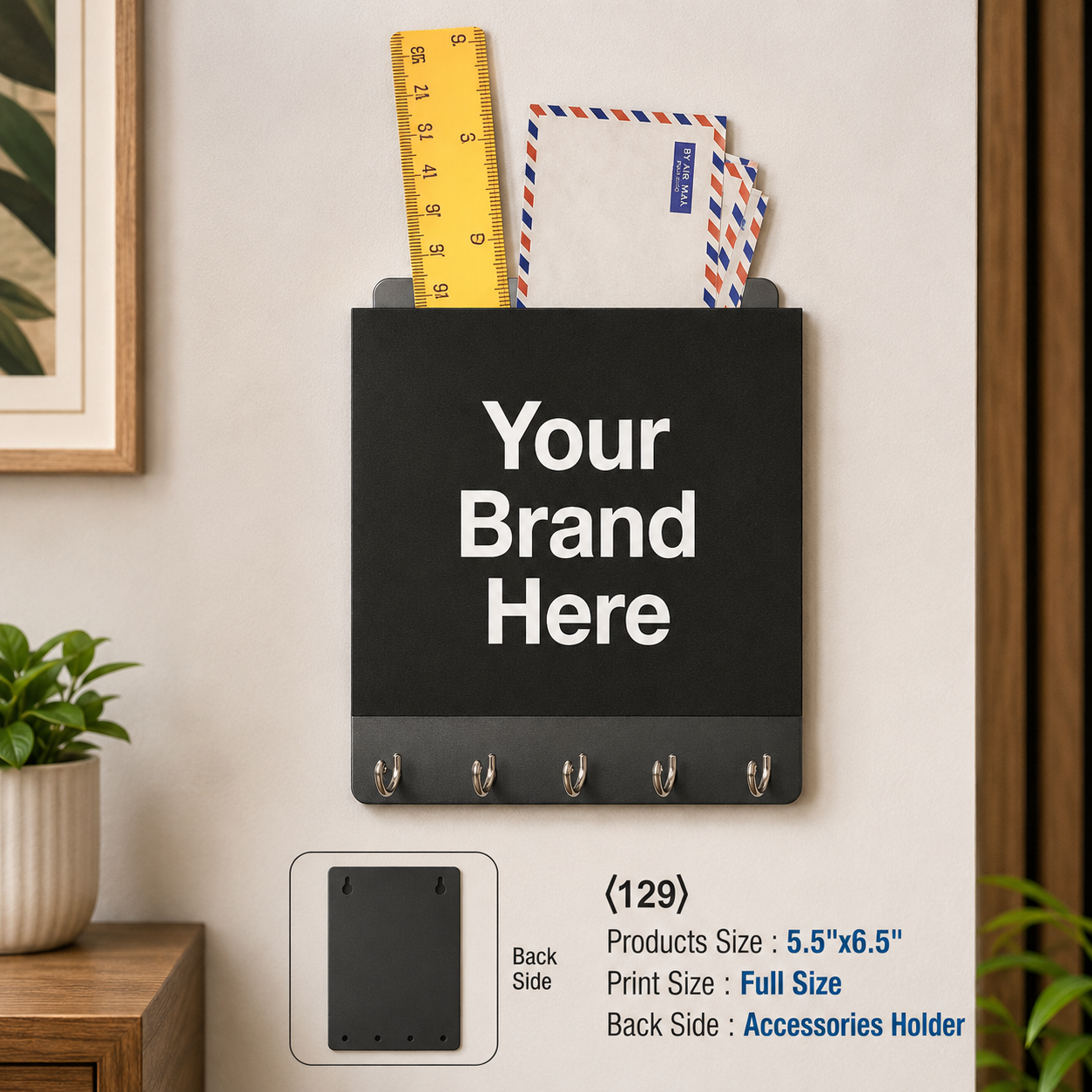 Custom Printed MDF Key Hanger with Logo – Wall-Mounted Promotional Gift