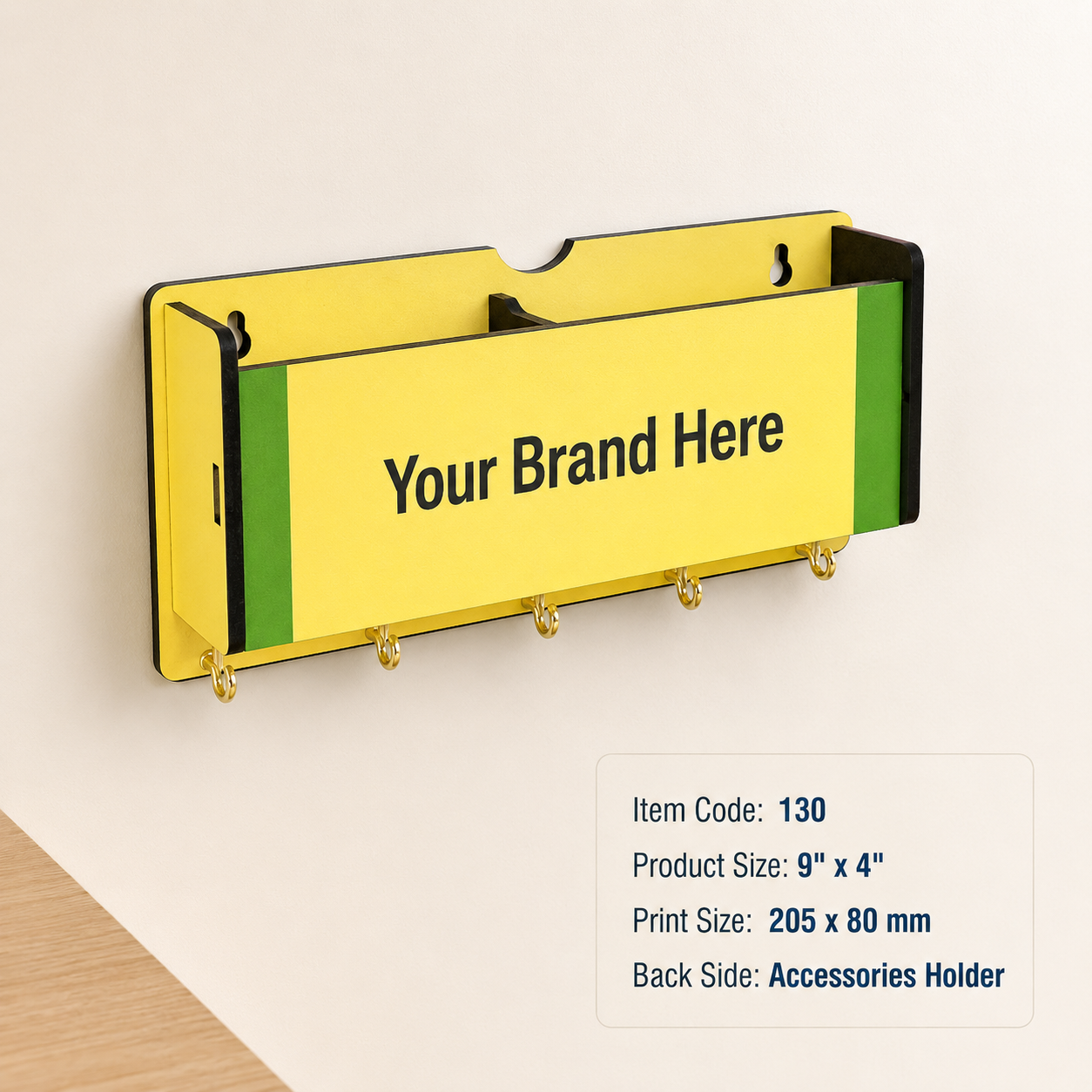 Custom Printed MDF Key Hanger with Logo – Wall-Mounted Promotional Gift