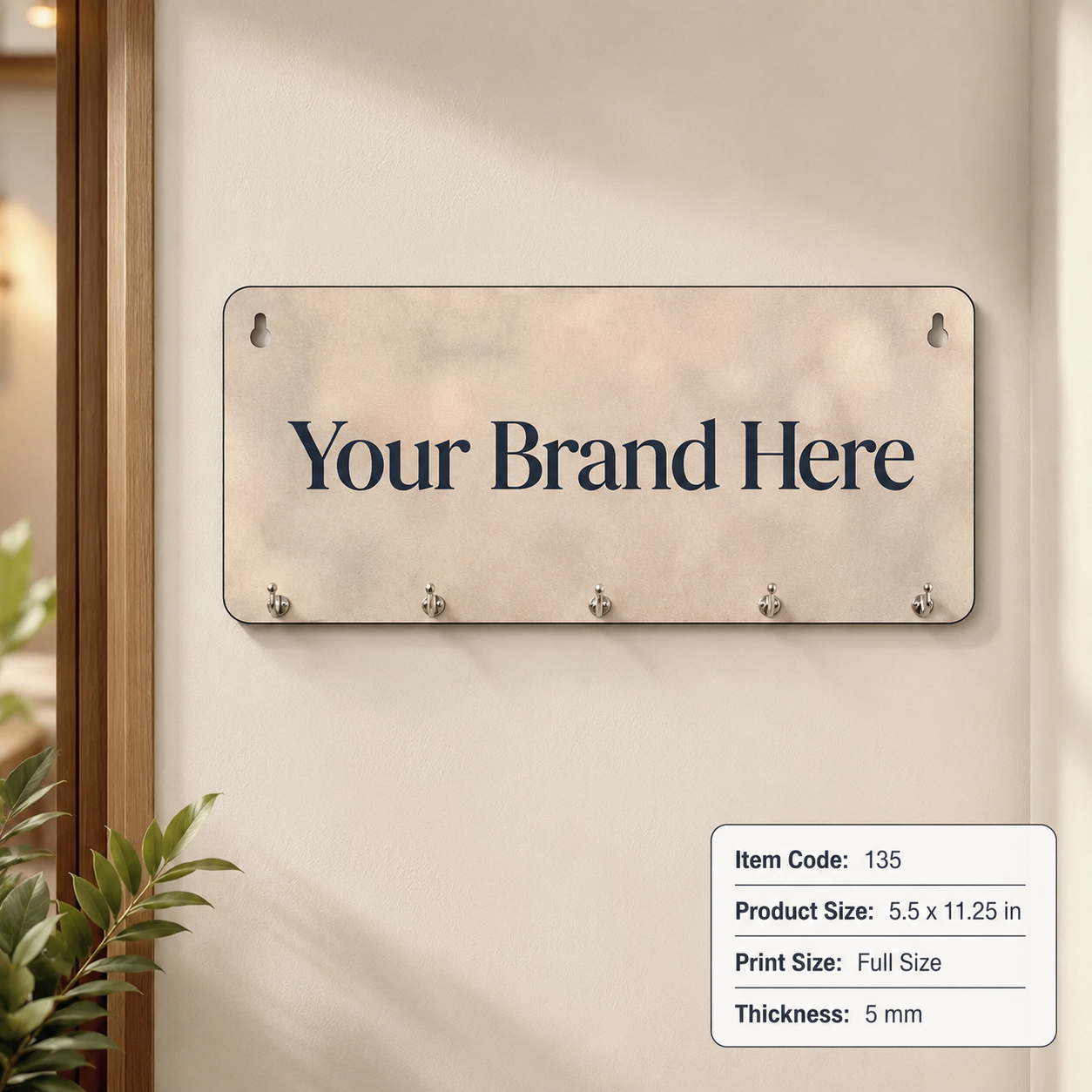 Custom Printed MDF Key Hanger with Logo – Wall-Mounted Promotional Gift